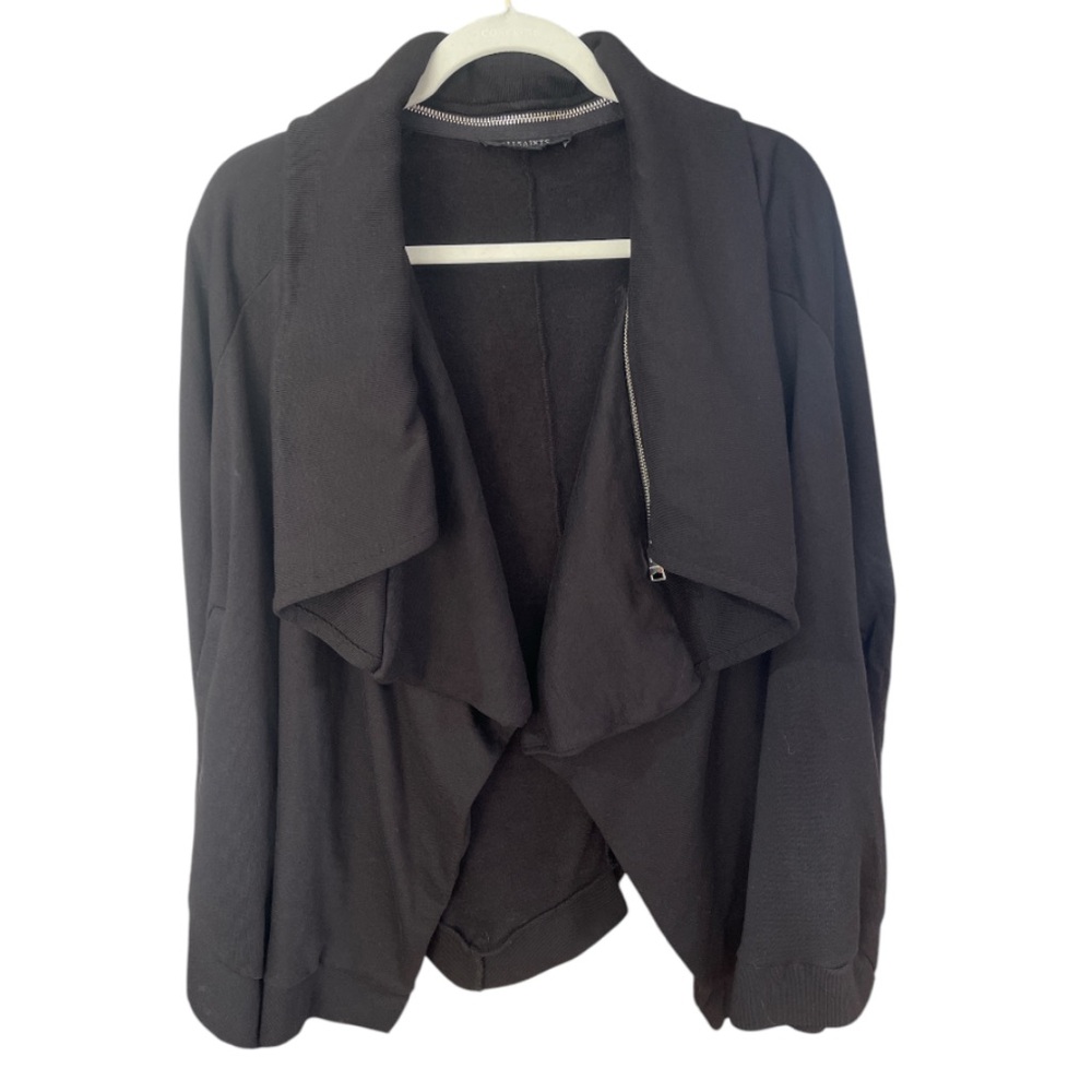 ALLSAINTS Callie Draped Waterfall Cardigan Black Size 4